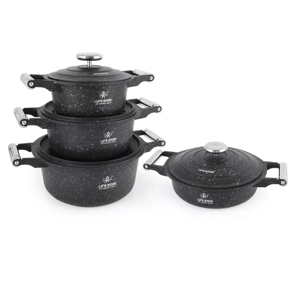 سرویس قابلمه و تابه آلومینیوم 8 پارچه لایف اسمایل مدل LIFEP20SS