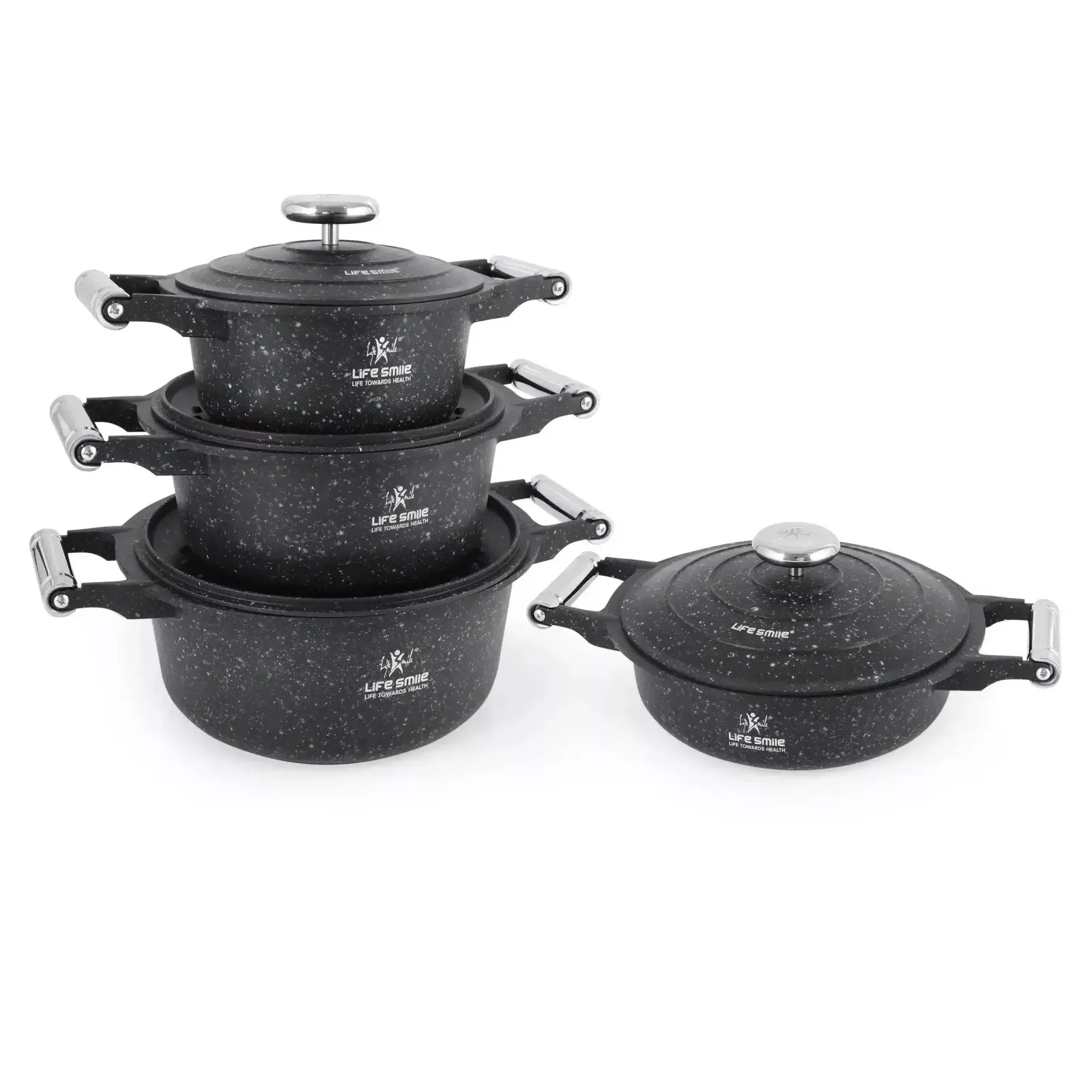 سرویس قابلمه و تابه آلومینیوم 8 پارچه لایف اسمایل مدل LIFEP20SS