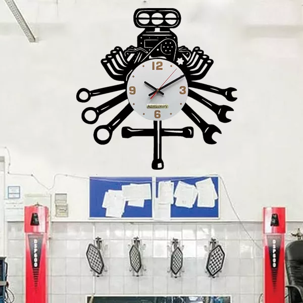 ساعت دیواری آذرلاکچری طرح تعمیرگاه کد mec03