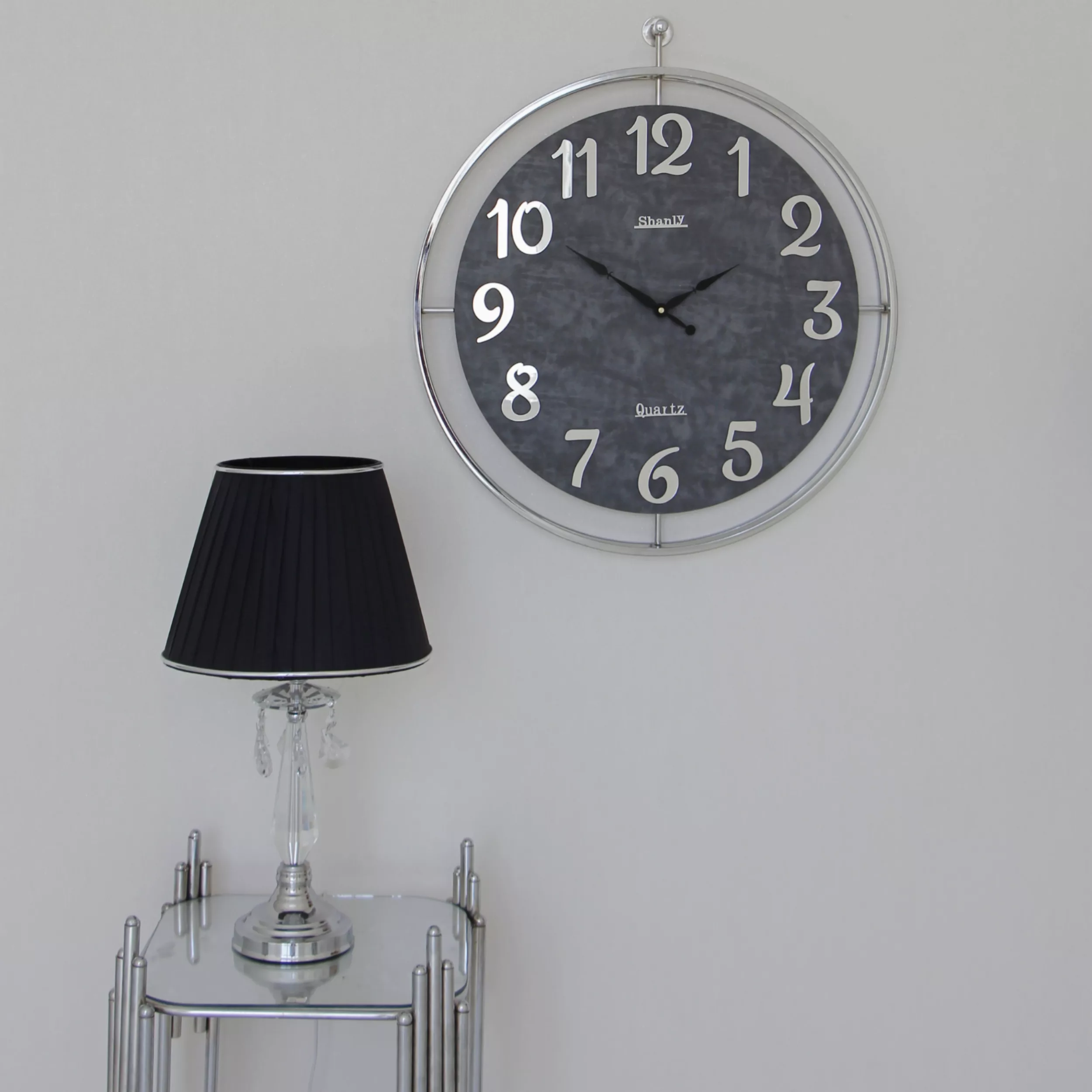 ساعت دیواری کوارتز شاملی مدل فلزی چرمی کد ۳۲۳۲