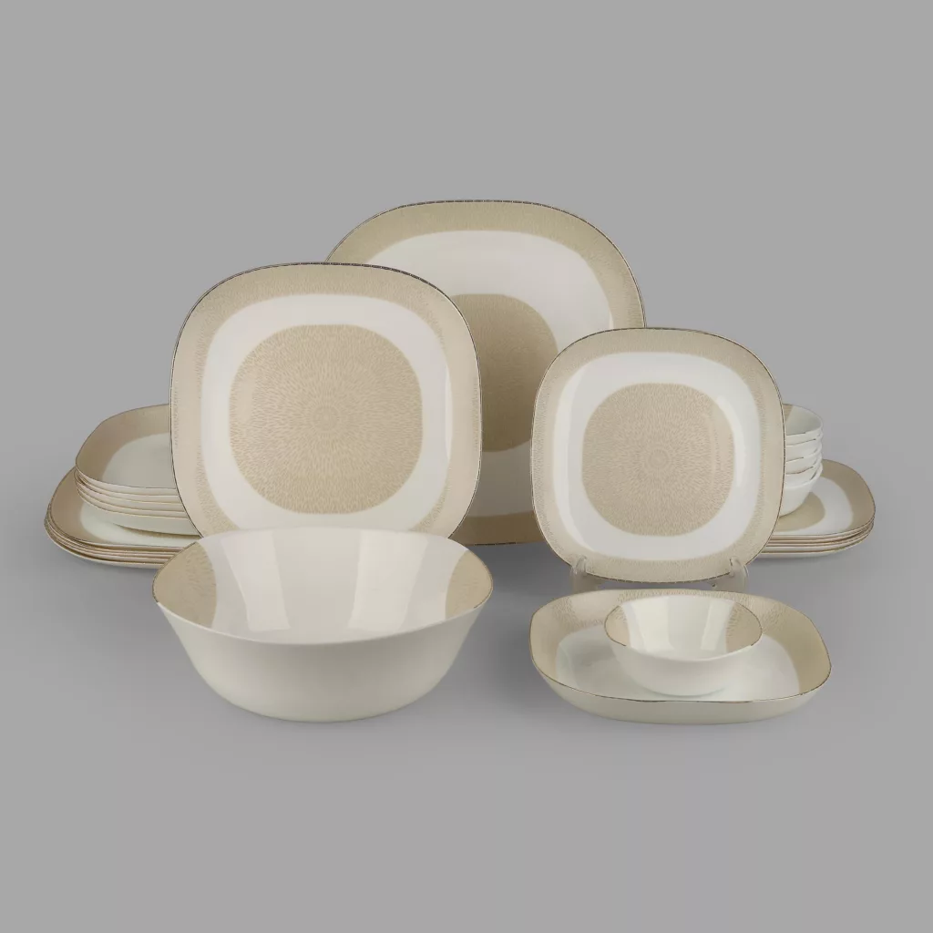 سرویس غذاخوری 26 پارچه 6 نفر مدل مربع کورل کندی