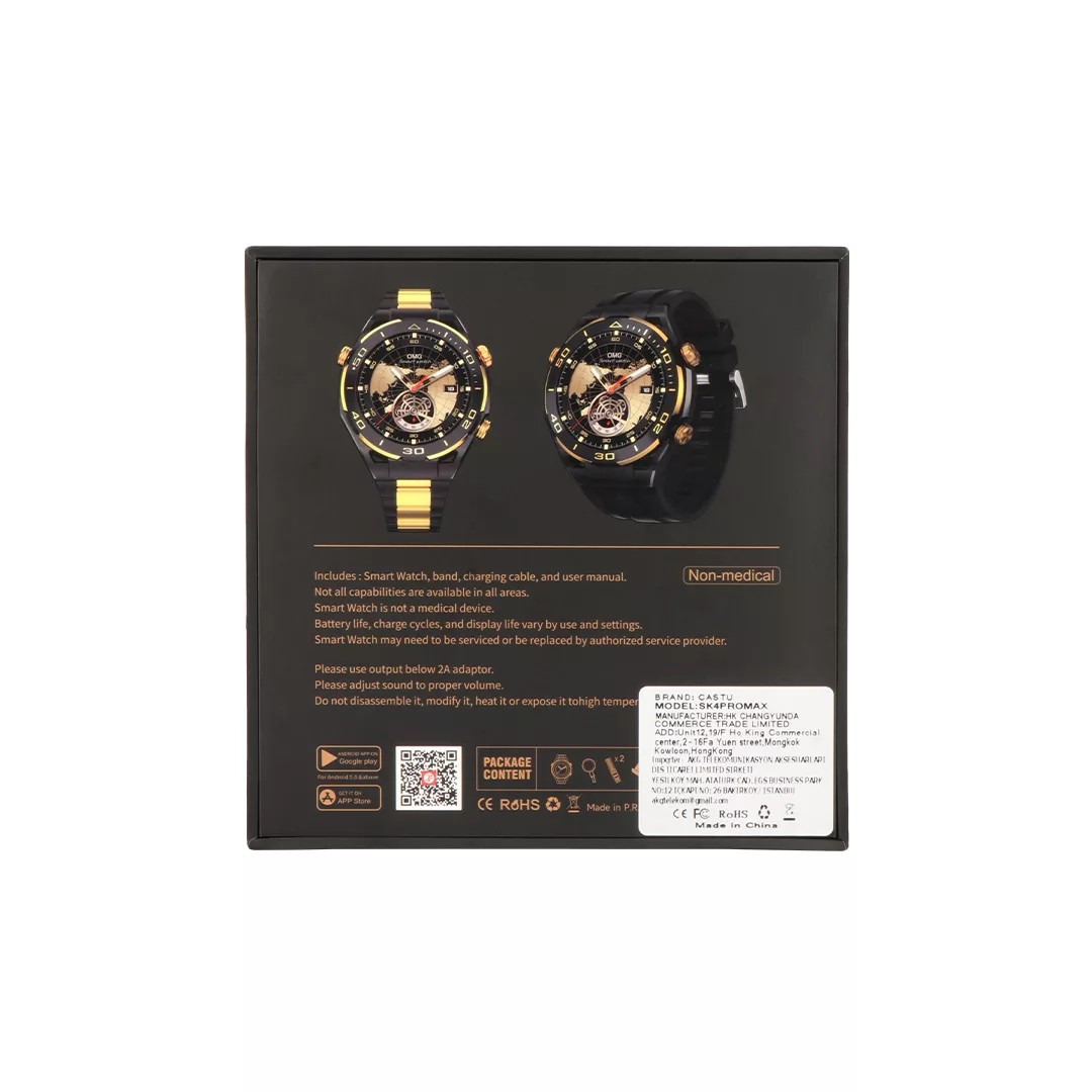 ساعت مچی هوشمند 1.62 اینچ لومینکس مدل SK4 promax با بند سیلیکونی و فلزی و چرمی