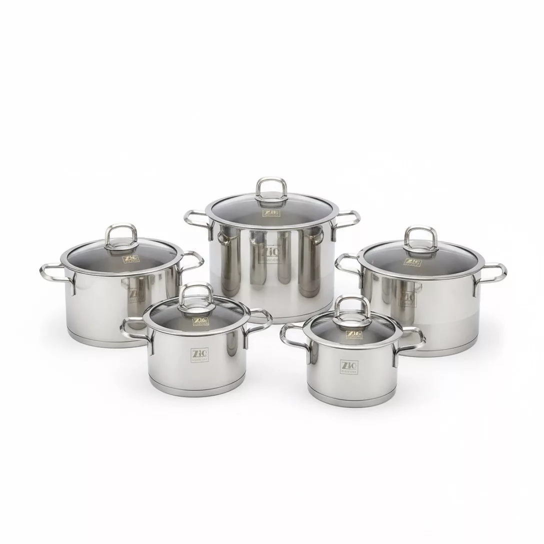 سرویس قابلمه و تابه استیل 10 پارچه بازرگانی زیو مدل ZCS-1320/5S28