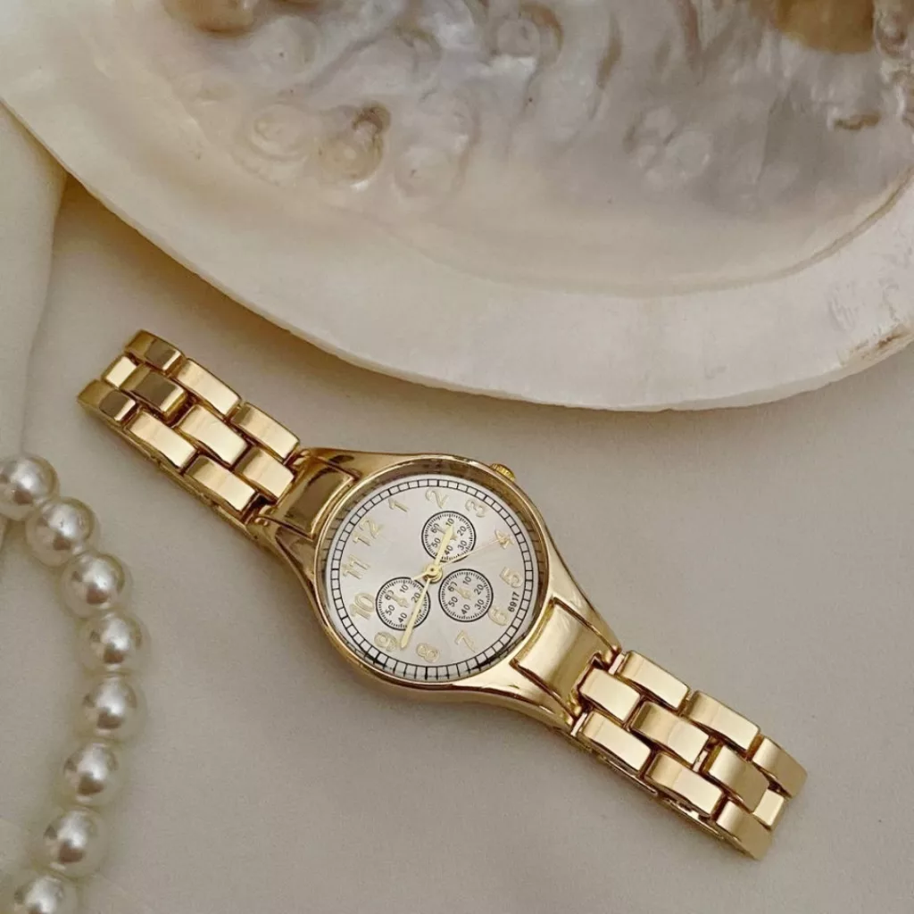 ساعت مچی عقربه‌ای کوارتز زنانه مدل کلاسیک لوکس تک موتوره بند دستبندی کد ۱