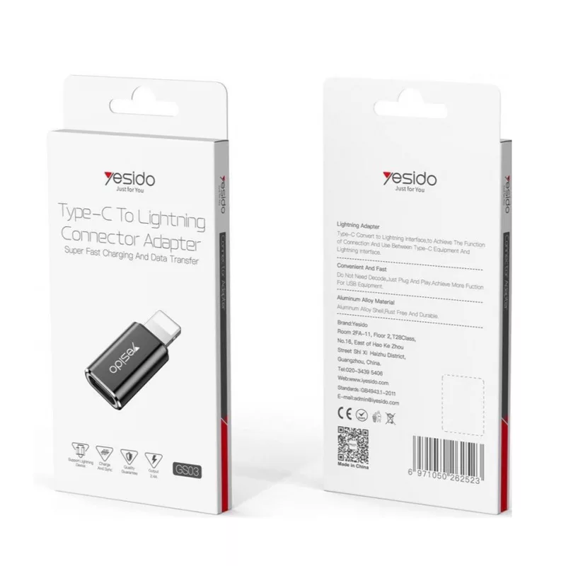 مبدل USB-C به لایتنینگ یسیدو مدل GS03