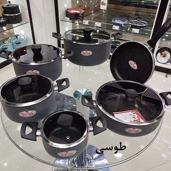 سرویس قابلمه و تابه گرانیتی 11 پارچه زرساب مدل فلورا FL-7900