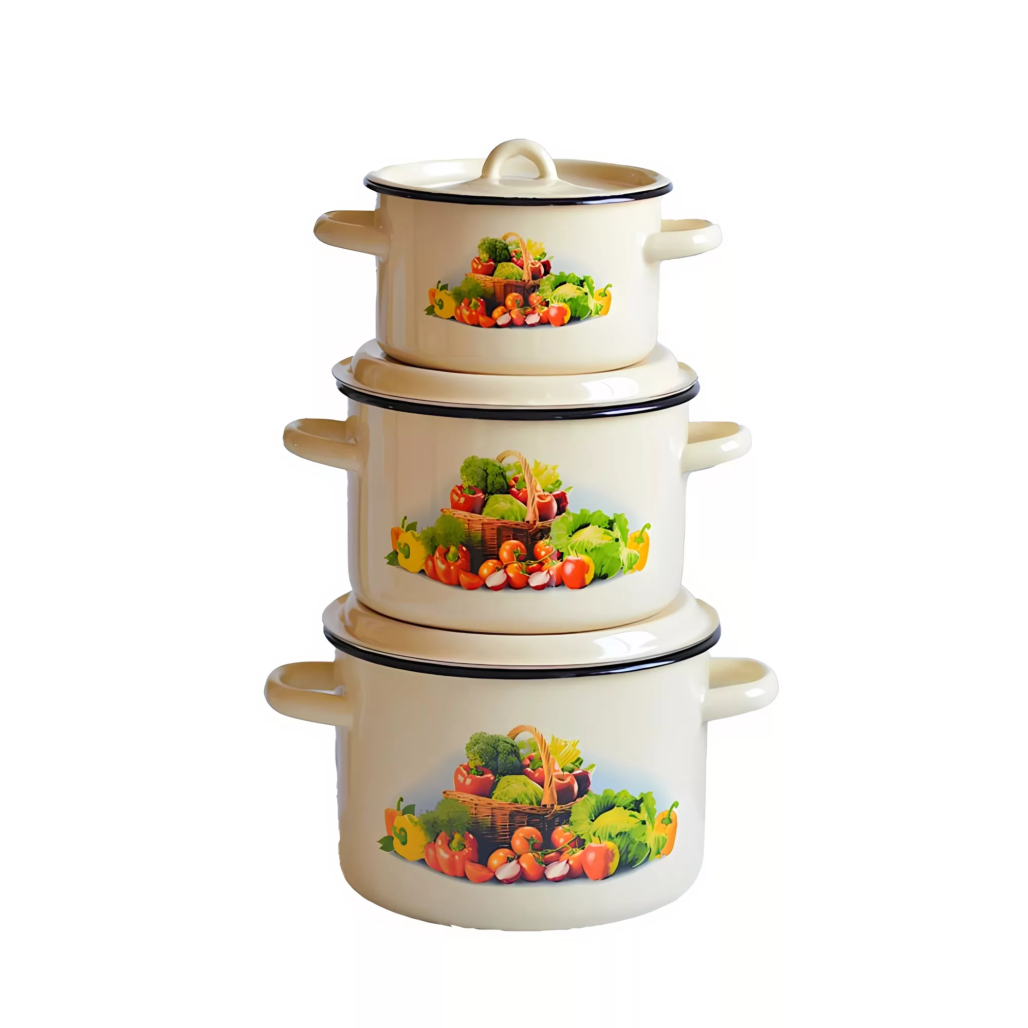 سرویس قابلمه لعابی 6 پارچه مدل سبزیجات