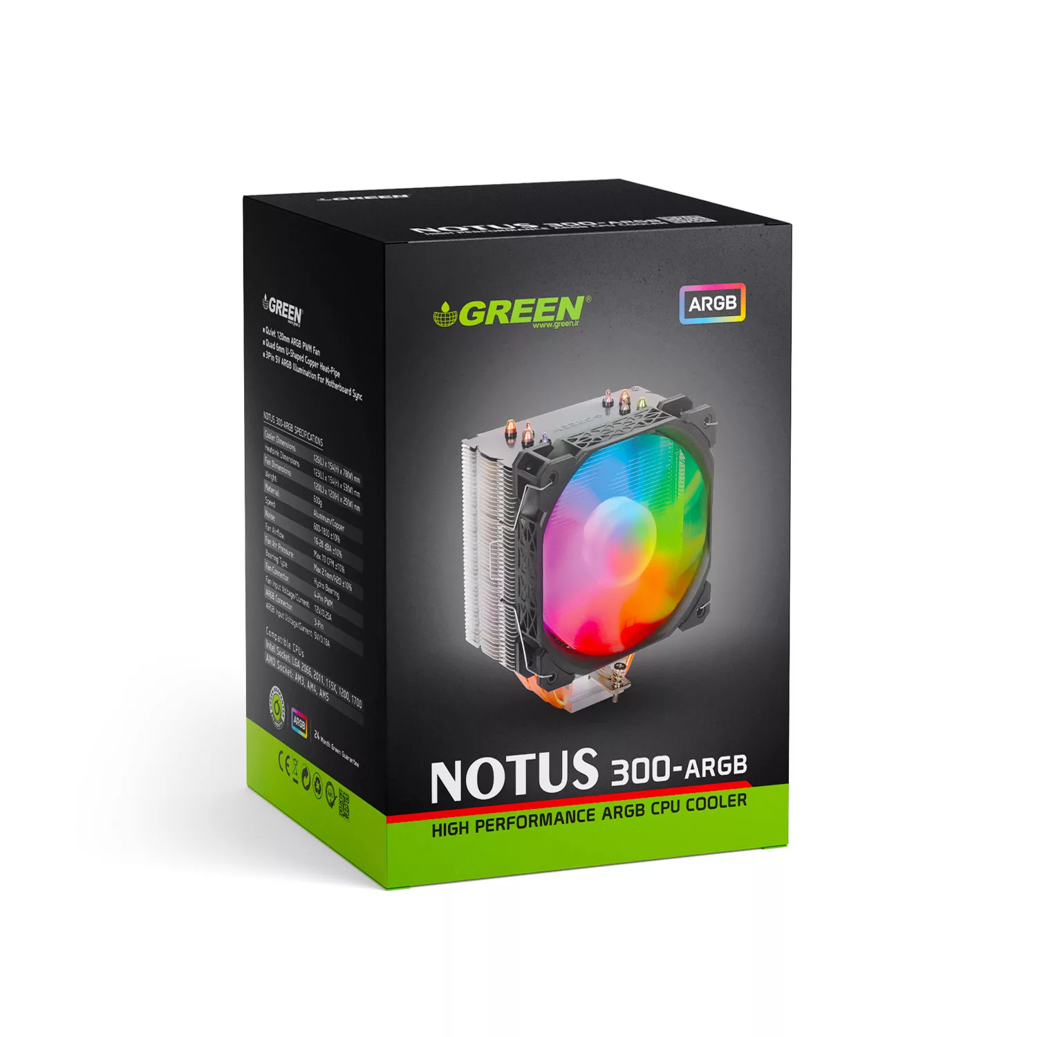 سیستم خنک کننده بادی گرین مدل NOTUS 300-ARGB