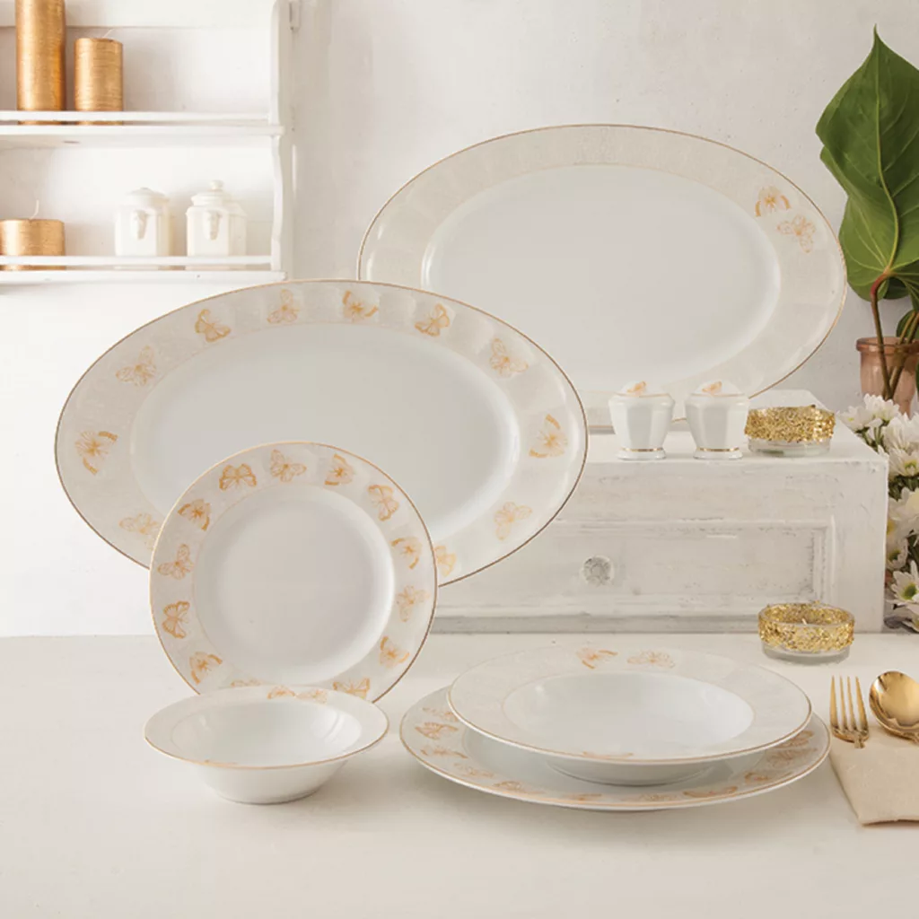 سرویس غذاخوری 29 پارچه 6 نفر چینی زرین ایران مدل نئوکلاسیک هوراند درجه عالی