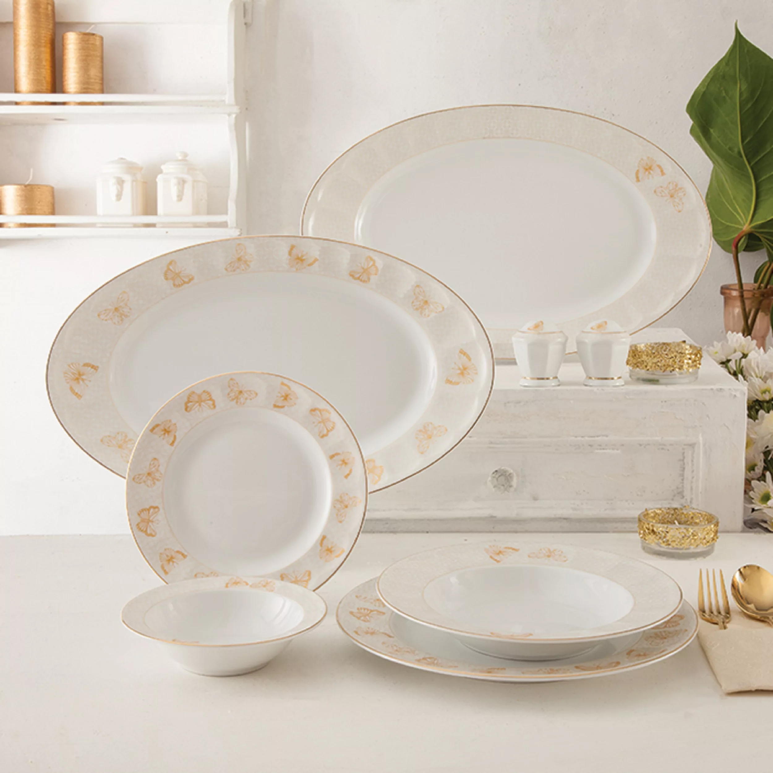 سرویس غذاخوری 29 پارچه 6 نفر چینی زرین ایران مدل نئوکلاسیک هوراند درجه عالی