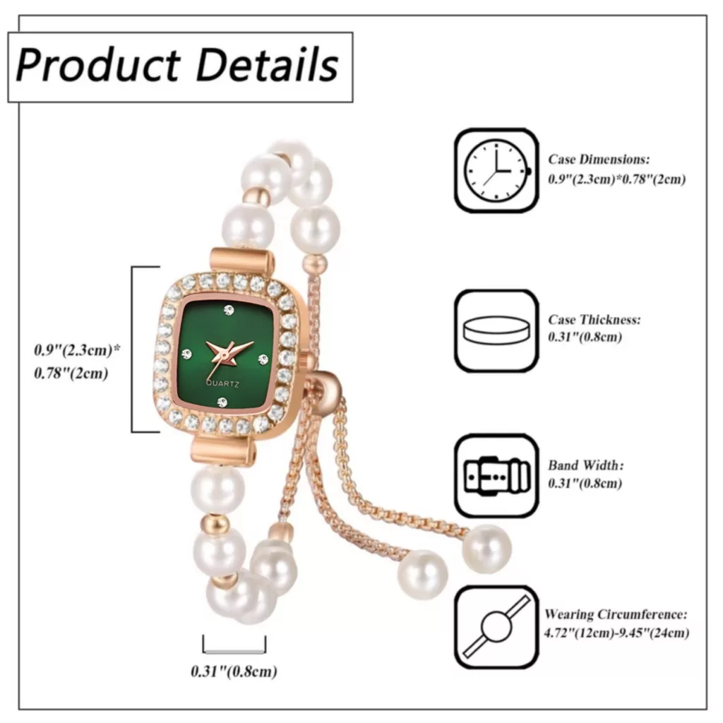 ساعت مچی عقربه‌ای کوارتز زنانه مدل مینیمال لوکس بند دستبندی مرواریدی قفل کرواتی کد ۷