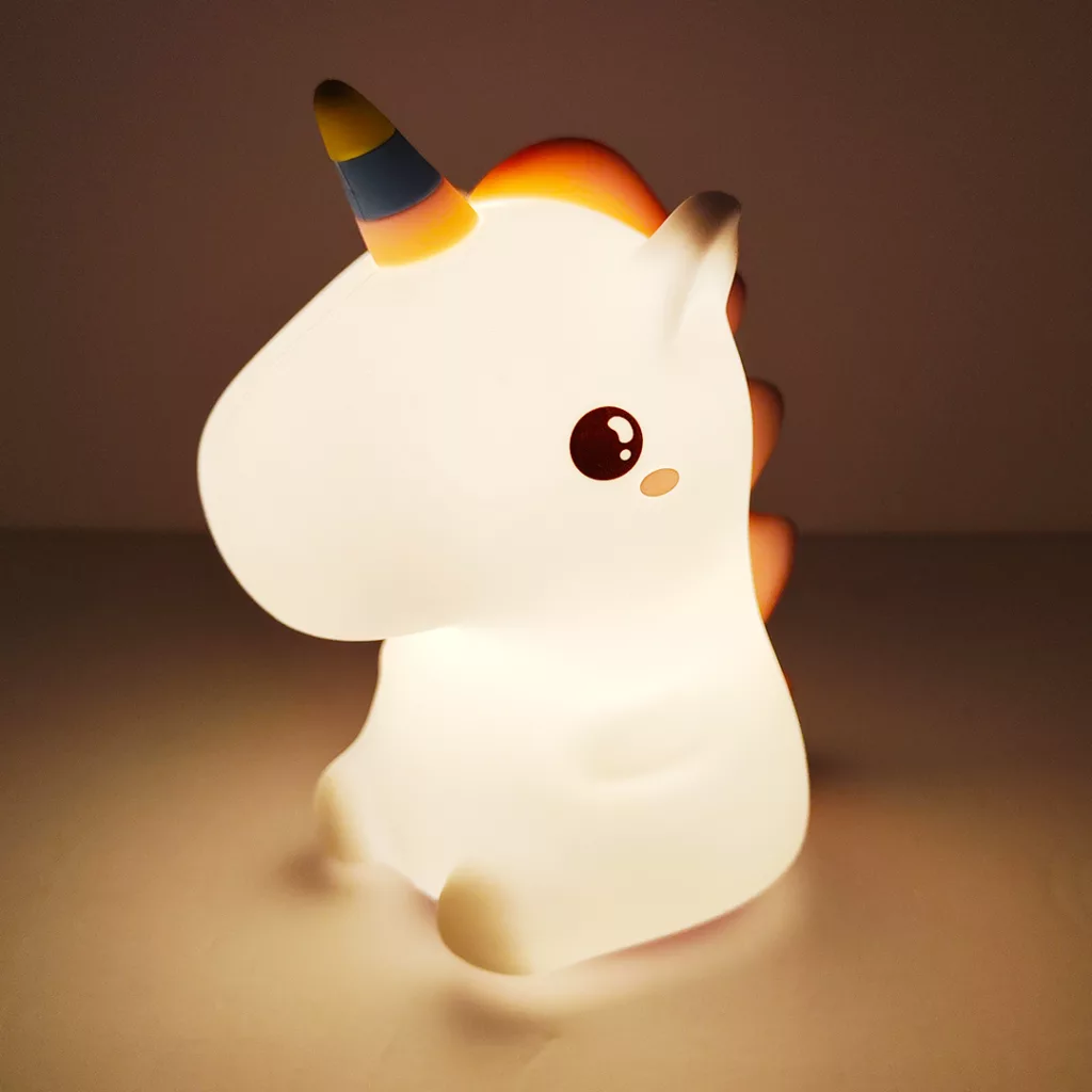 چراغ خواب اتاق کودک مدل ضربه ایی سیلیکونی طرح یونیکورن
