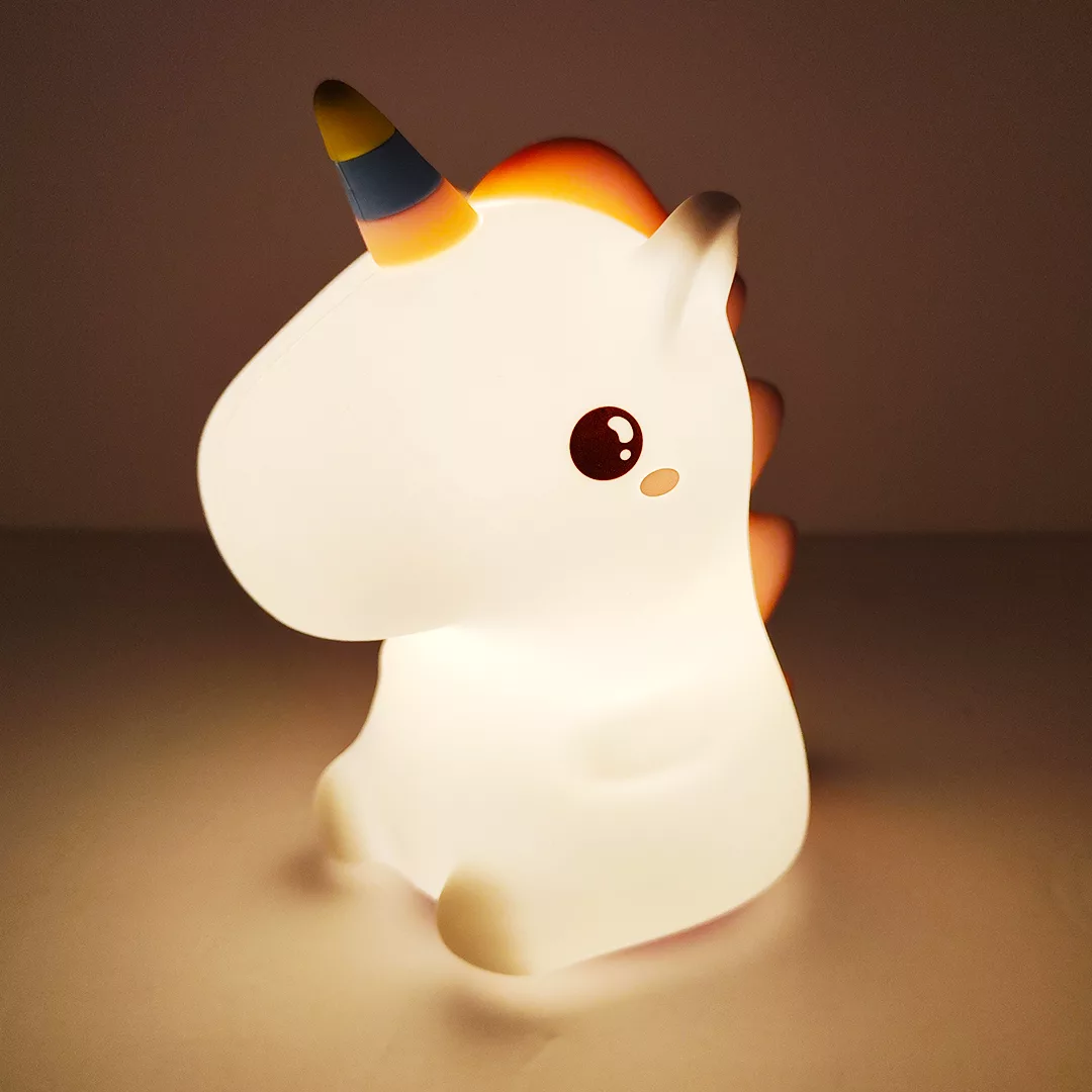 چراغ خواب اتاق کودک مدل ضربه ایی سیلیکونی طرح یونیکورن