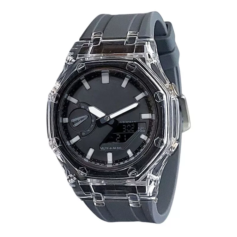 ساعت مچی عقربه‌ای کوارتز مدل دو زمانه کرنومتر دار موتور پمپی کد GA-2100GR.Y