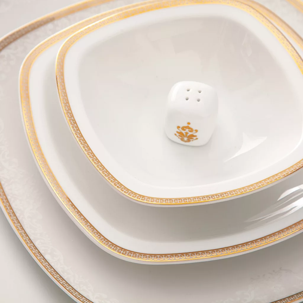 سرویس غذاخوری 98 پارچه 12 نفر چینی زرین ایران مدل ریوا سری کواترو درجه عالی