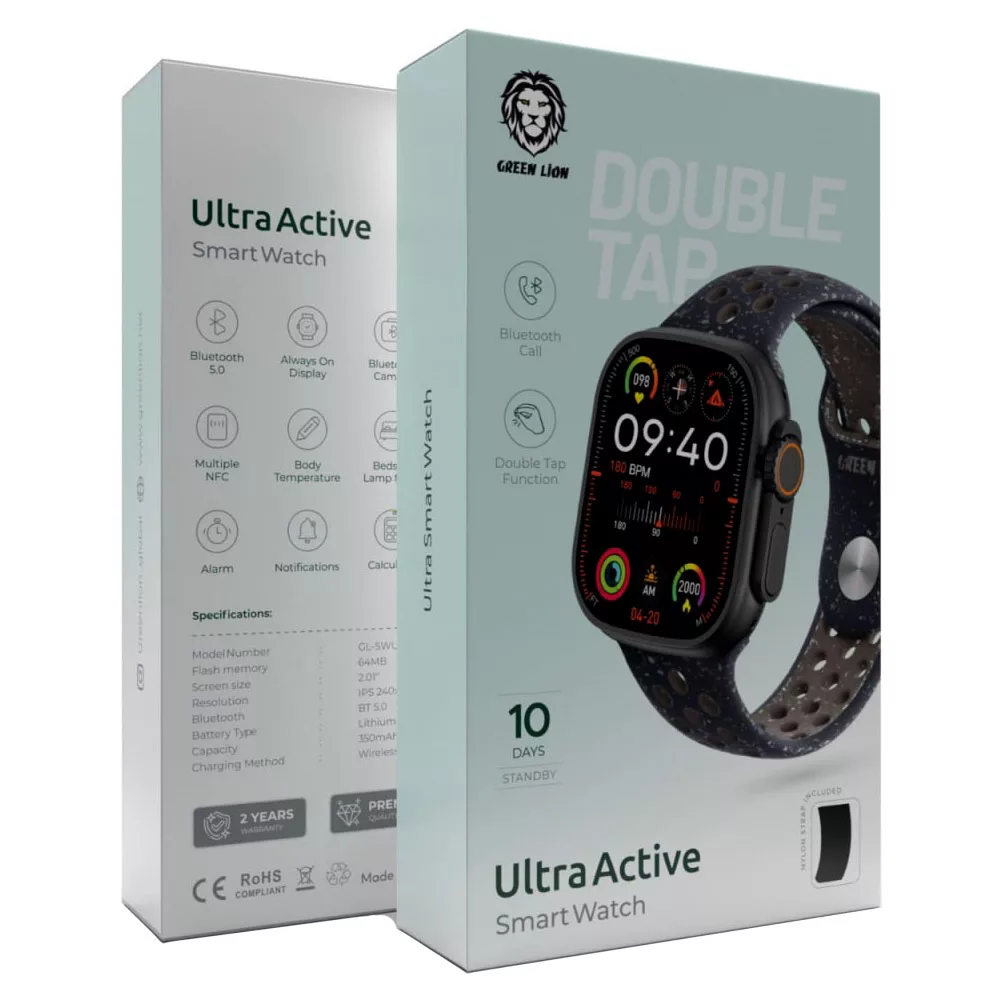 ساعت هوشمند گرین لاین مدل BGH ULTRA 405 ACTIVE  مناسب ورزش روزمره و رسمی با قابلیت تعویض بند مناسب آقایان و بانوان قابلیت مکالمه از طریق بلوتوث و کنترل موسیقی