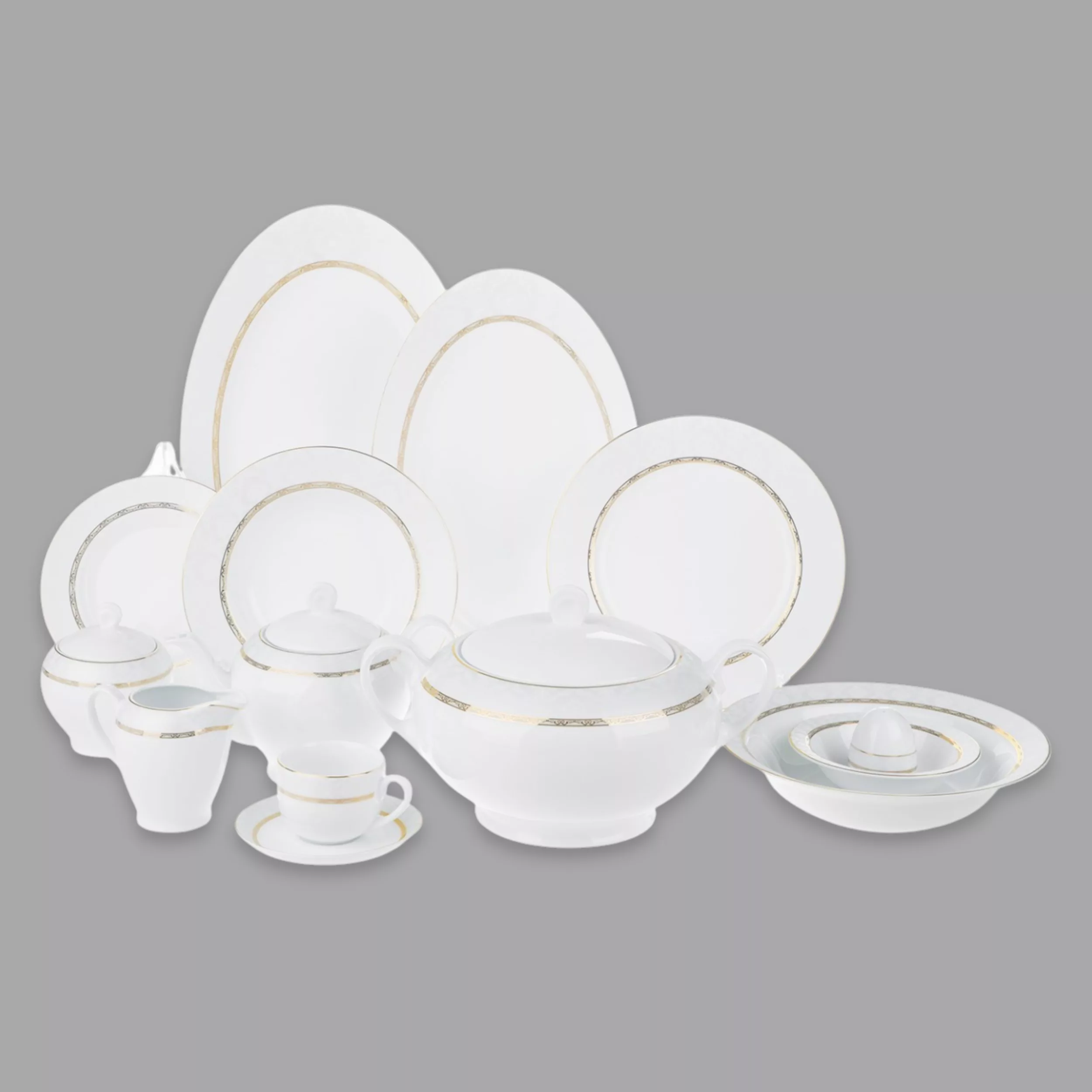 سرویس غذاخوری 102 پارچه 12 نفر چینی زرین ایران مدل Hadiye سری ایتالیا اف درجه یک