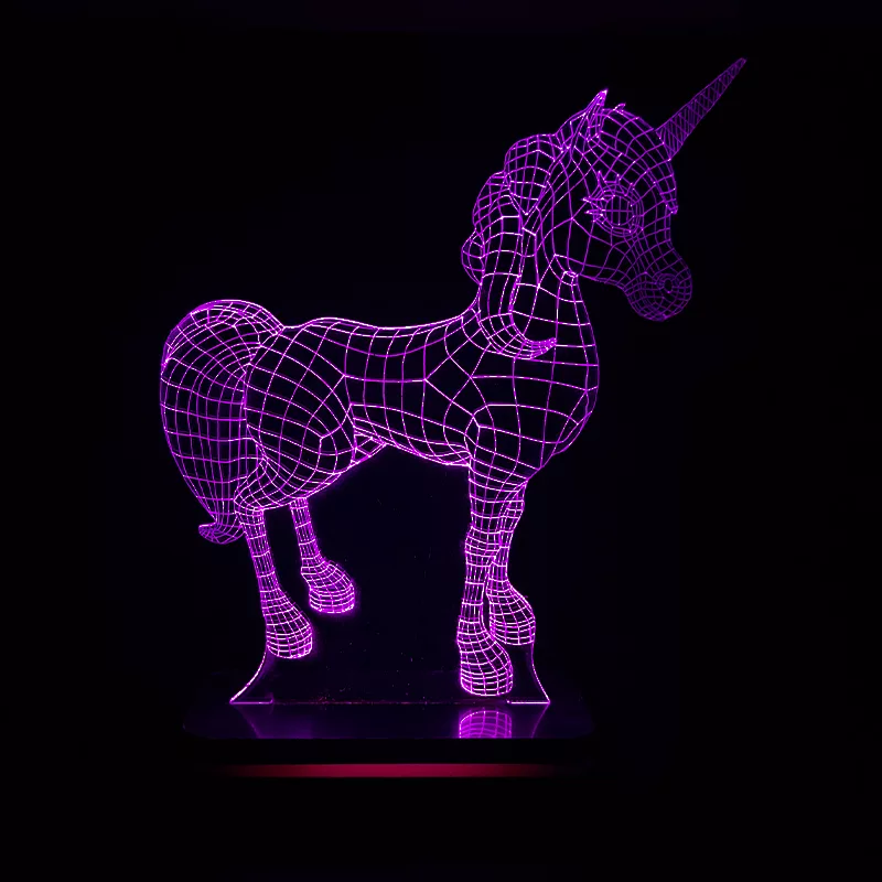 چراغ خواب اتاق کودک طرح کارتون اسب تک شاخ مدل کلید دار