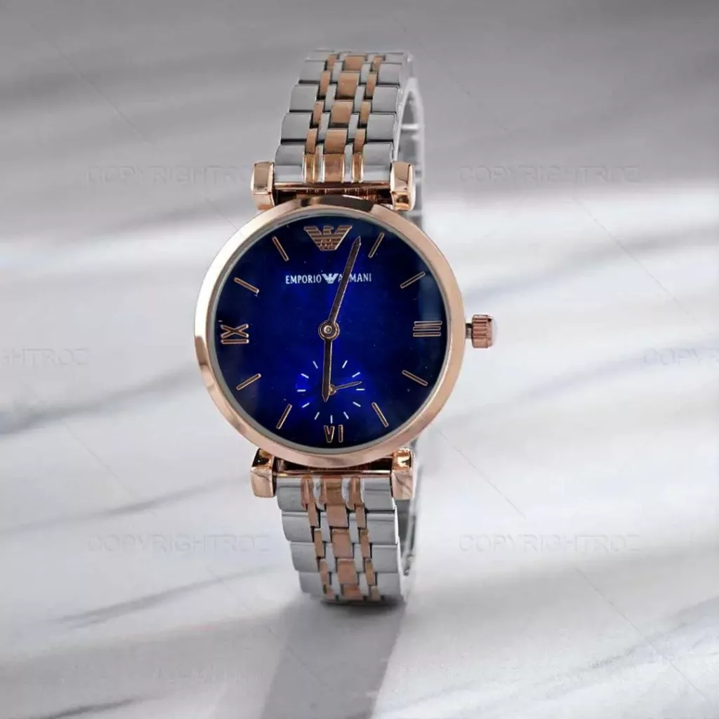 ساعت مچی عقربه‌ای کوارتز زنانه مدل زیرثانیه دو موتور فعال کد 002