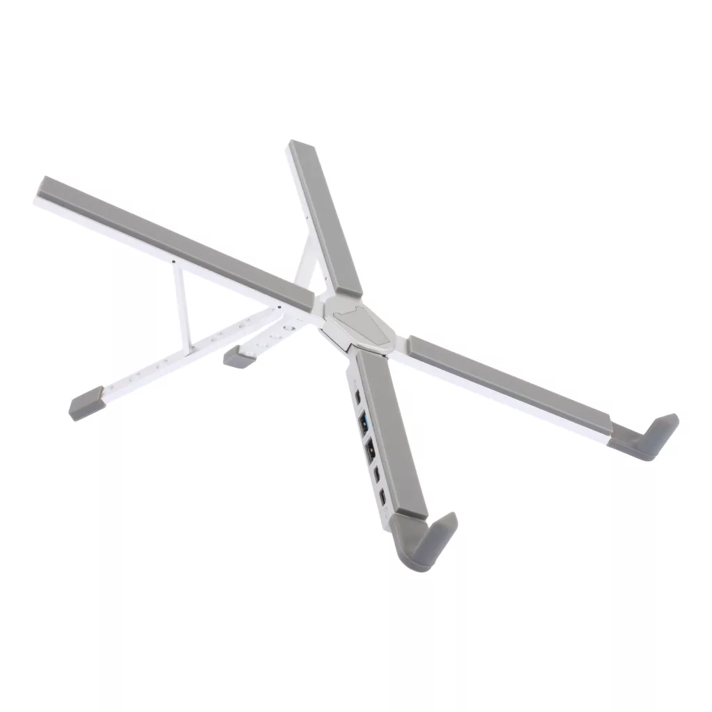 پایه نگهدارنده لپ تاپ ارگو مدل WLB013، دارای پورت ورودی USB-C، پورت خروجی USB-C، پورت USB-C PD و دو پورت USB-A