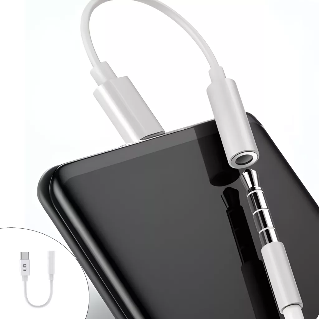 کابل تبدیل USB-C به جک 3.5 میلیمتری دی ام مدل AD026 طول 0.12 متر