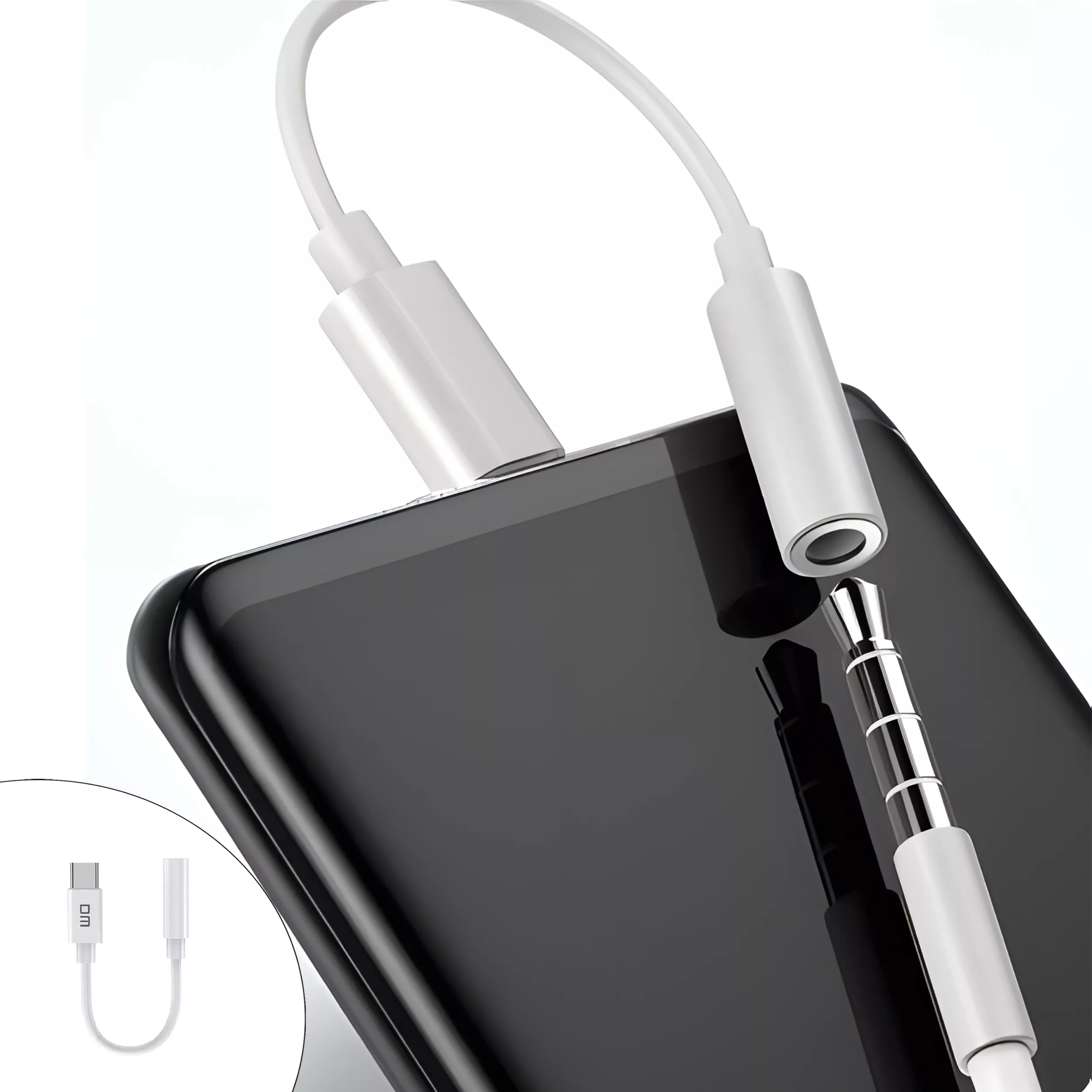 کابل تبدیل USB-C به جک 3.5 میلیمتری دی ام مدل AD026 طول 0.12 متر