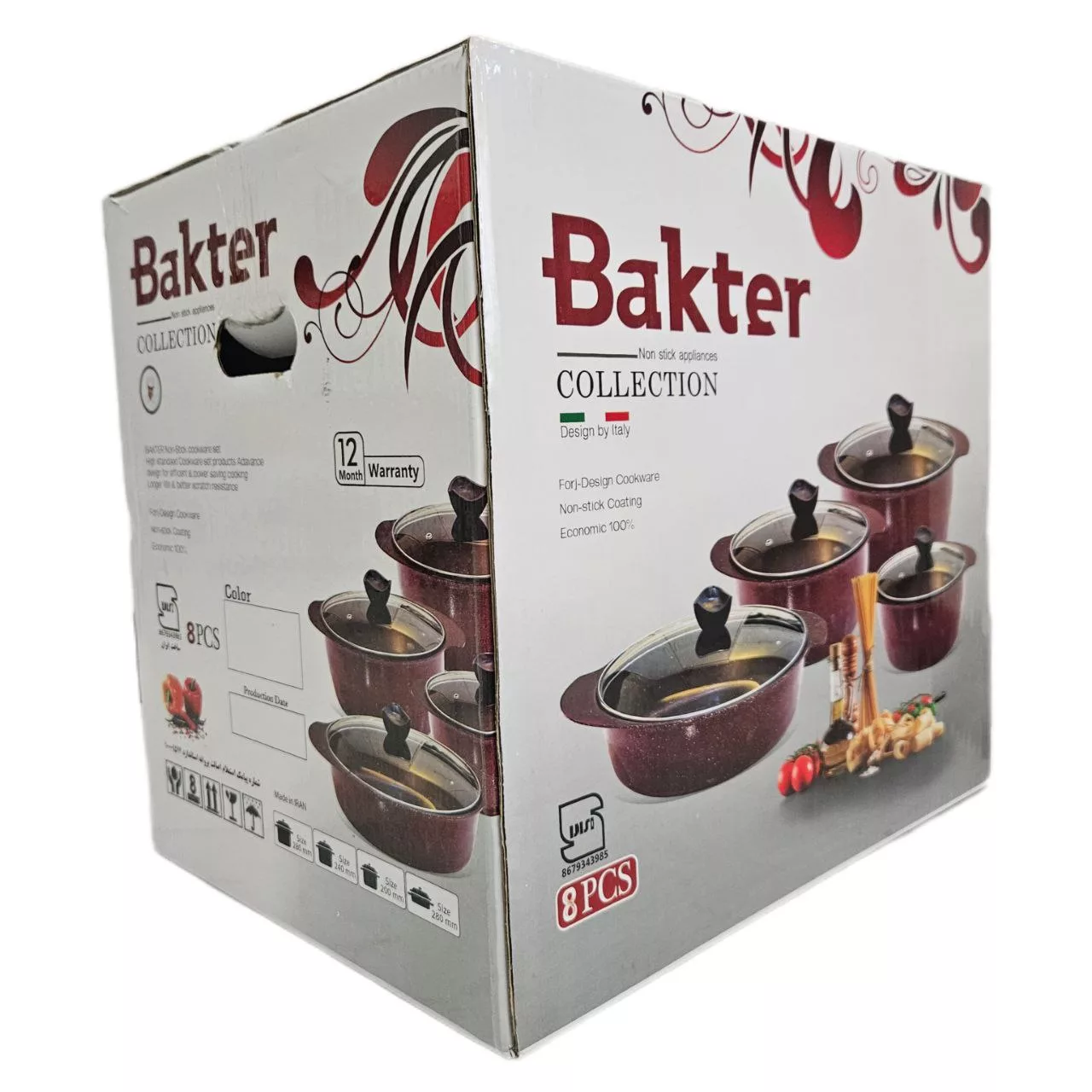 سرویس قابلمه و تابه گرانیتی 8 پارچه باکتر مدل دسته پروانه‌ای ایفل