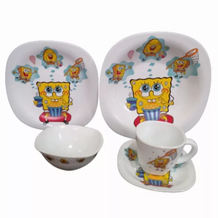 سرویس غذاخوری 5 پارچه کودک پارس اپال طرح باب اسفنجی کد 752