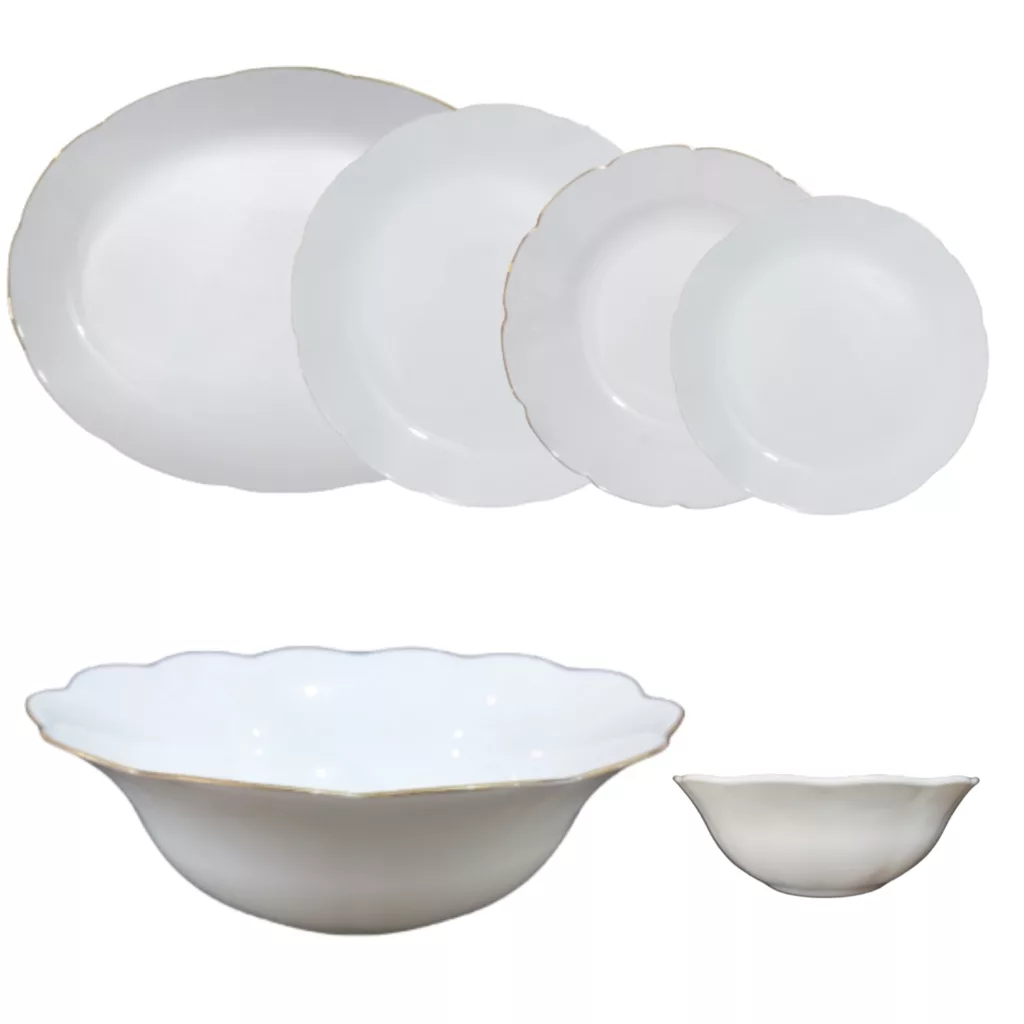 سرویس غذاخوری 26 پارچه مدل نیلوفری دور طلا