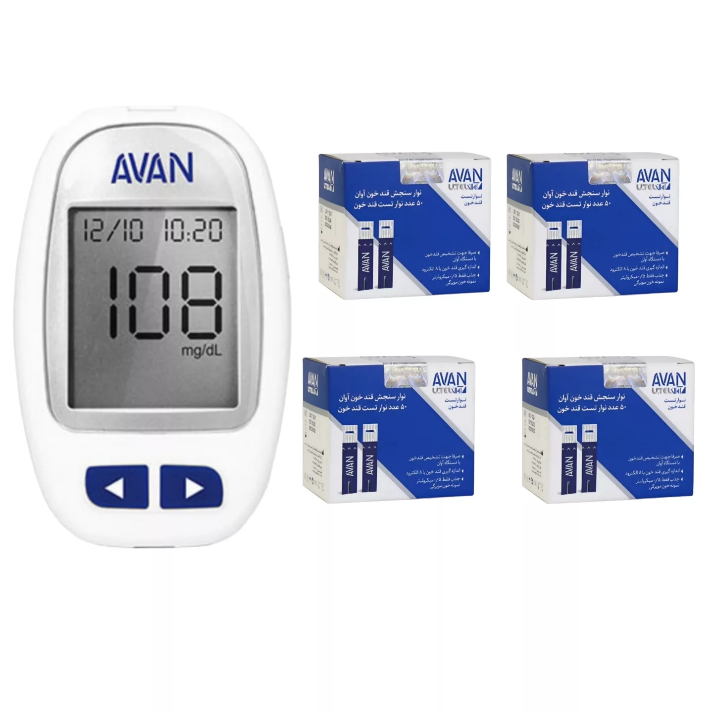 دستگاه تست قند خون آوان مدل AGM01 به همراه ۲۰۰عدد نوار تست قند آوان