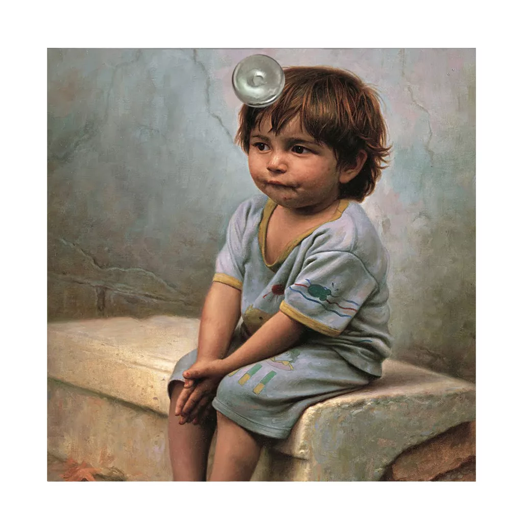 آینه آرایشی جیبی طرح نقاشی پسر بچه مدل A179