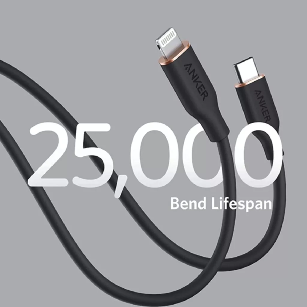 کابل تبدیل USB-C به لایتنینگ انکر مدل Powerline III Flow A8662 طول 0.9 متر