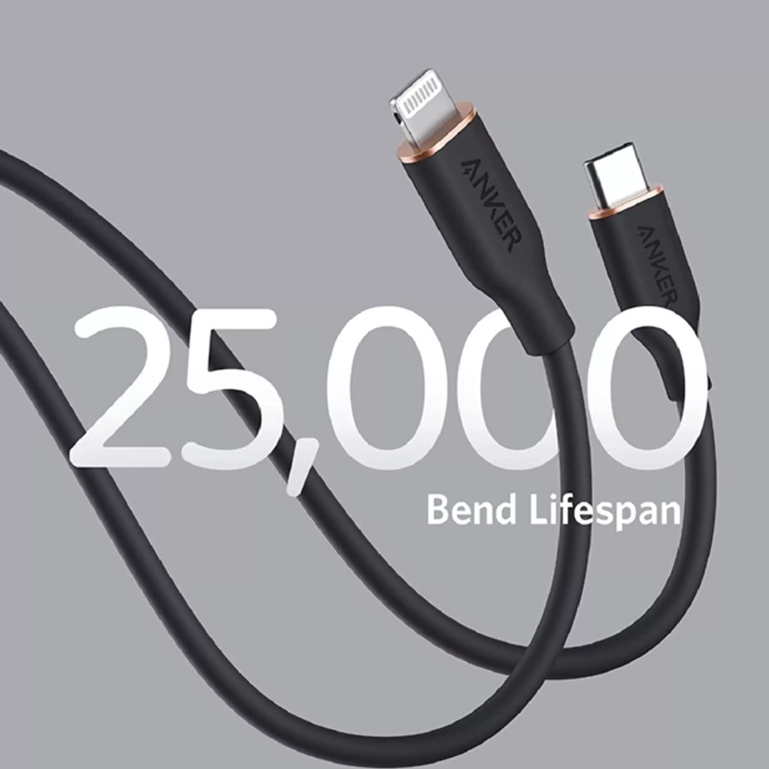 کابل تبدیل USB-C به لایتنینگ انکر مدل Powerline III Flow A8662 طول 0.9 متر