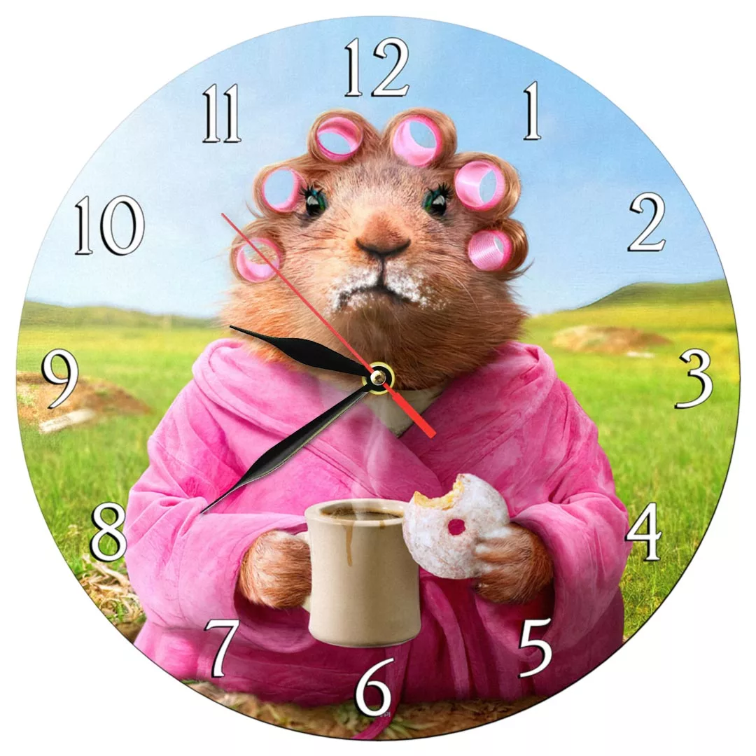 ساعت دیواری طرح موش خرما و فنجان قهوه کد 1435