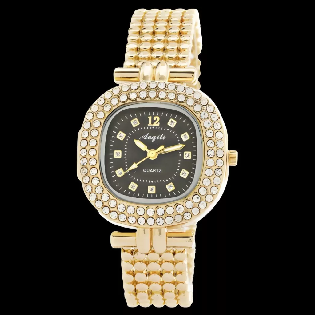 ساعت مچی عقربه ای زنانه مدل فول نگین دستبندی tm