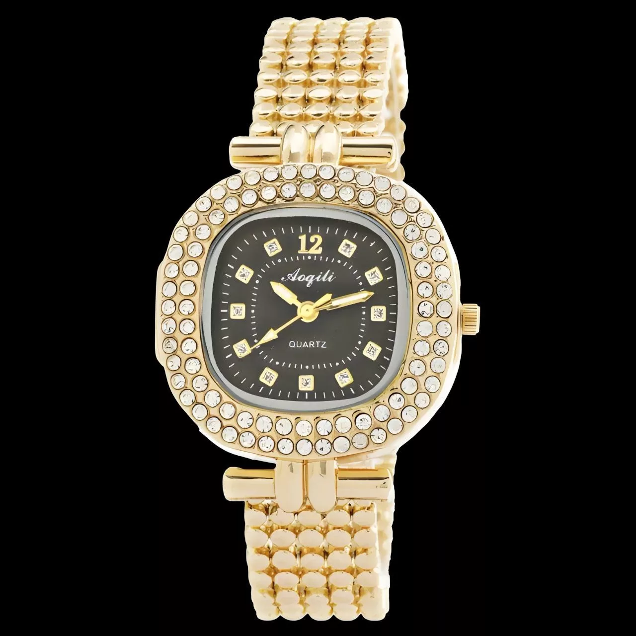 ساعت مچی عقربه ای زنانه مدل فول نگین دستبندی tm