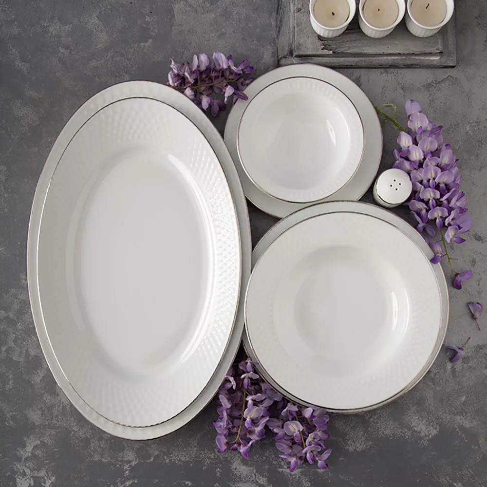 سرویس غذاخوری 102 پارچه چینی زرین ایران سری رادیانس مدل سمن درجه یک