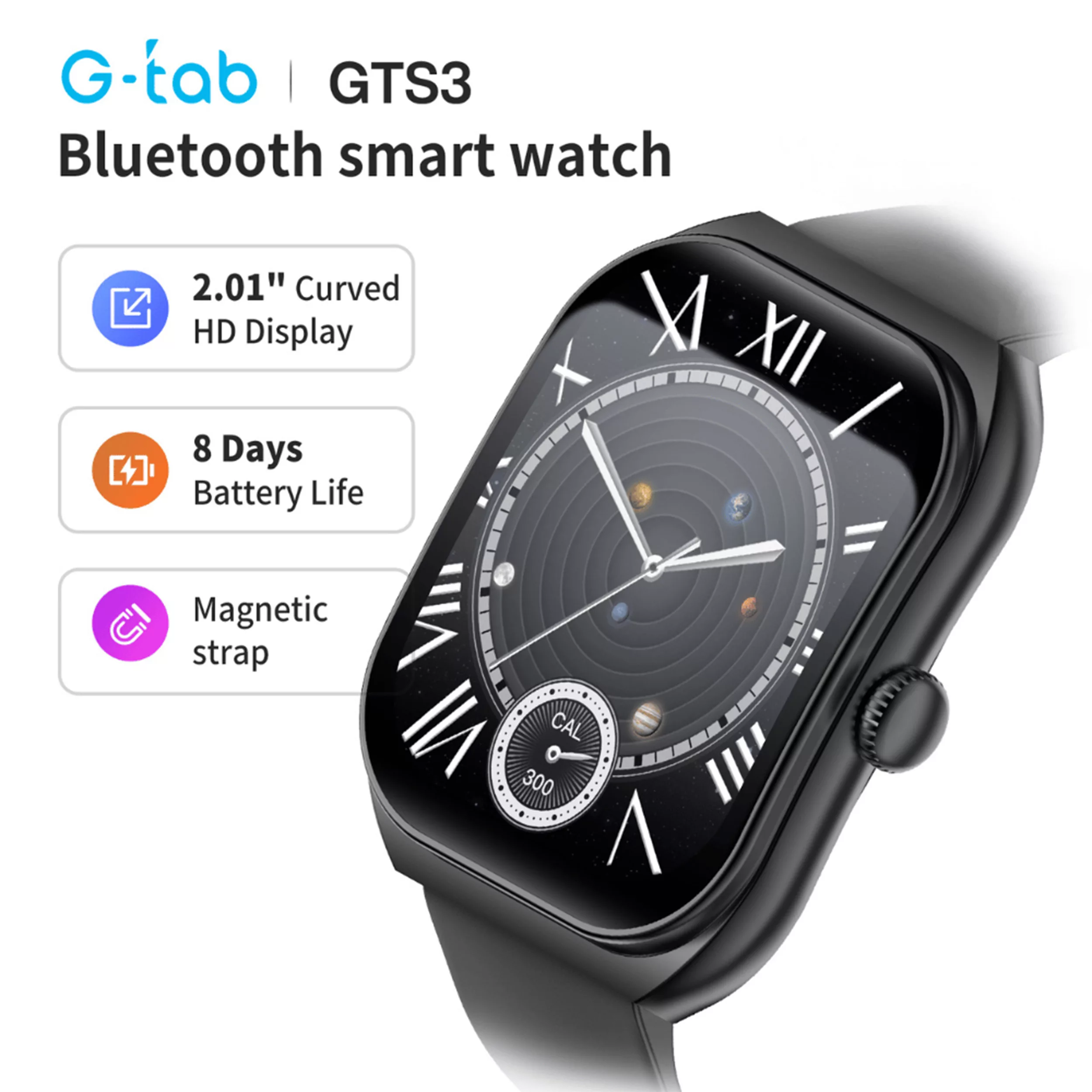 ساعت هوشمند 47 میلی متر جی تب مدل GTS 3 با بند سیلیکونی