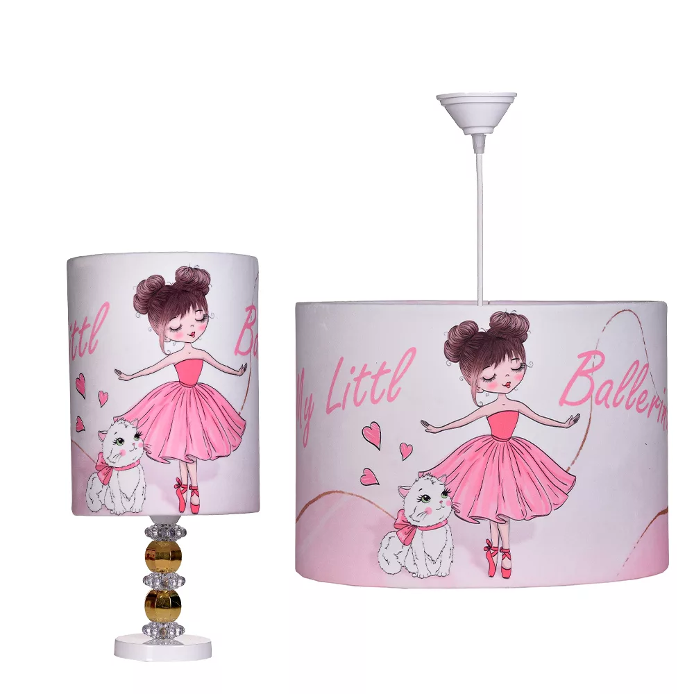 لوستر و آباژور رومیزی اتاق کودک مدل دختر و گربه