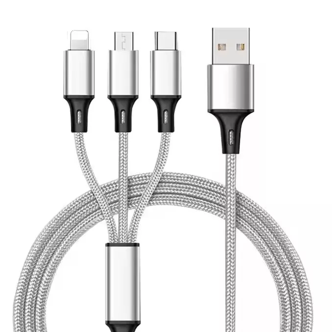 کابل تبدیل USB به micro USB / لایتنینگ / USB-C مدل best 3in1 طول 1.2 متر