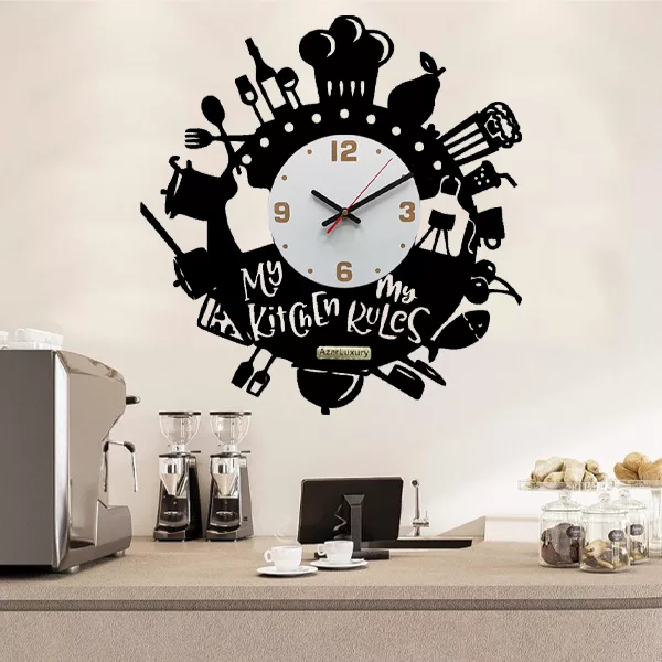 ساعت دیواری آذرلاکچری طرح کافی شاپ و رستوران کد Caf02