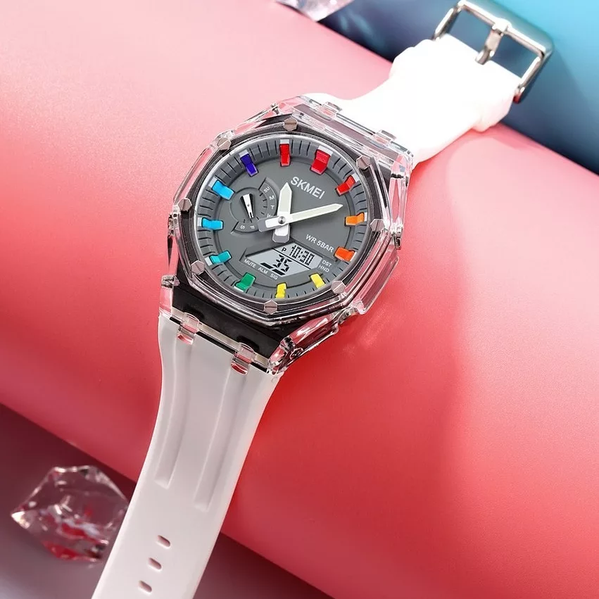 ساعت مچی عقربه ای اسکمی مدل دو زمانه بند پیو کرنوگراف کد 2100