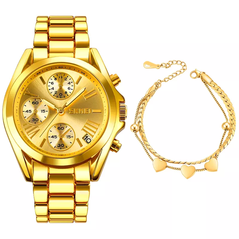 ساعت مچی عقربه‌ای کوارتز زنانه اسکمی مدل 1897GD به همراه دستبند