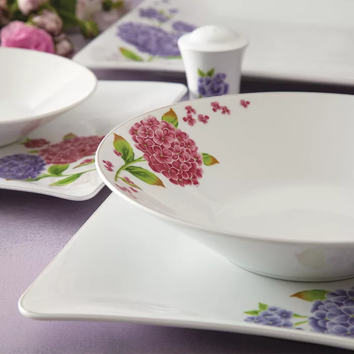 سرویس غذاخوری 30 پارچه چینی زرین ایران مدل وینچی روژ درجه یک