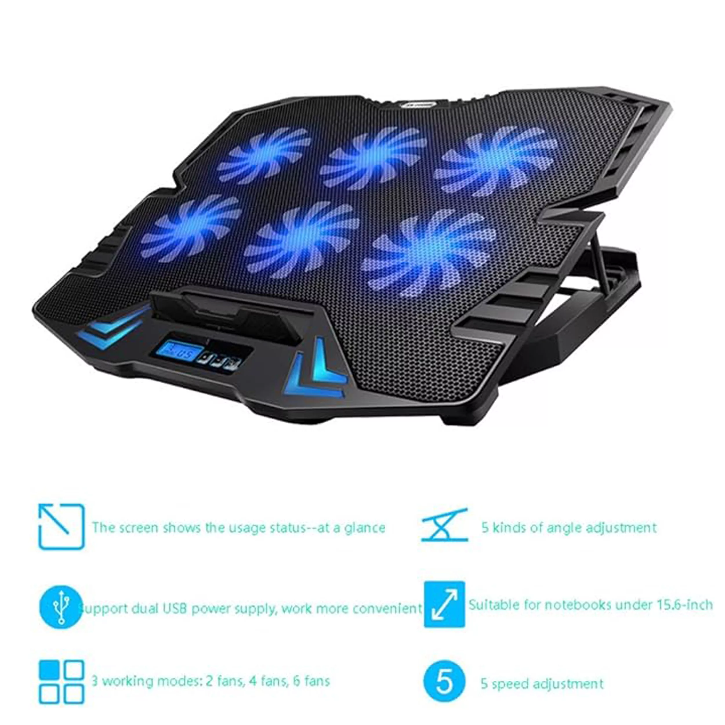 پایه خنک کننده لپ تاپ آیس کول مدل BLUE LIGHT6FAN کد GAMMING