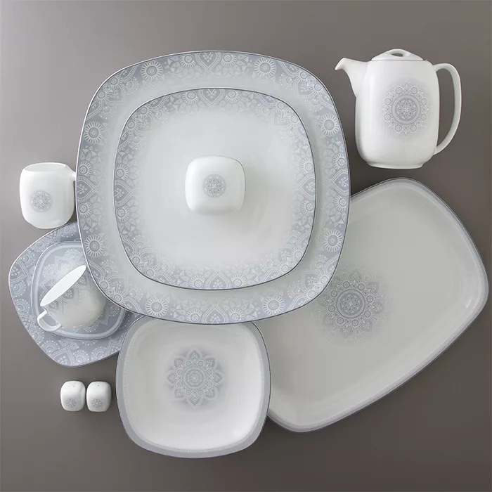 سرویس غذاخوری 73 پارچه 12 نفر چینی زرین ایران مدل کواترو ادلین درجه یک