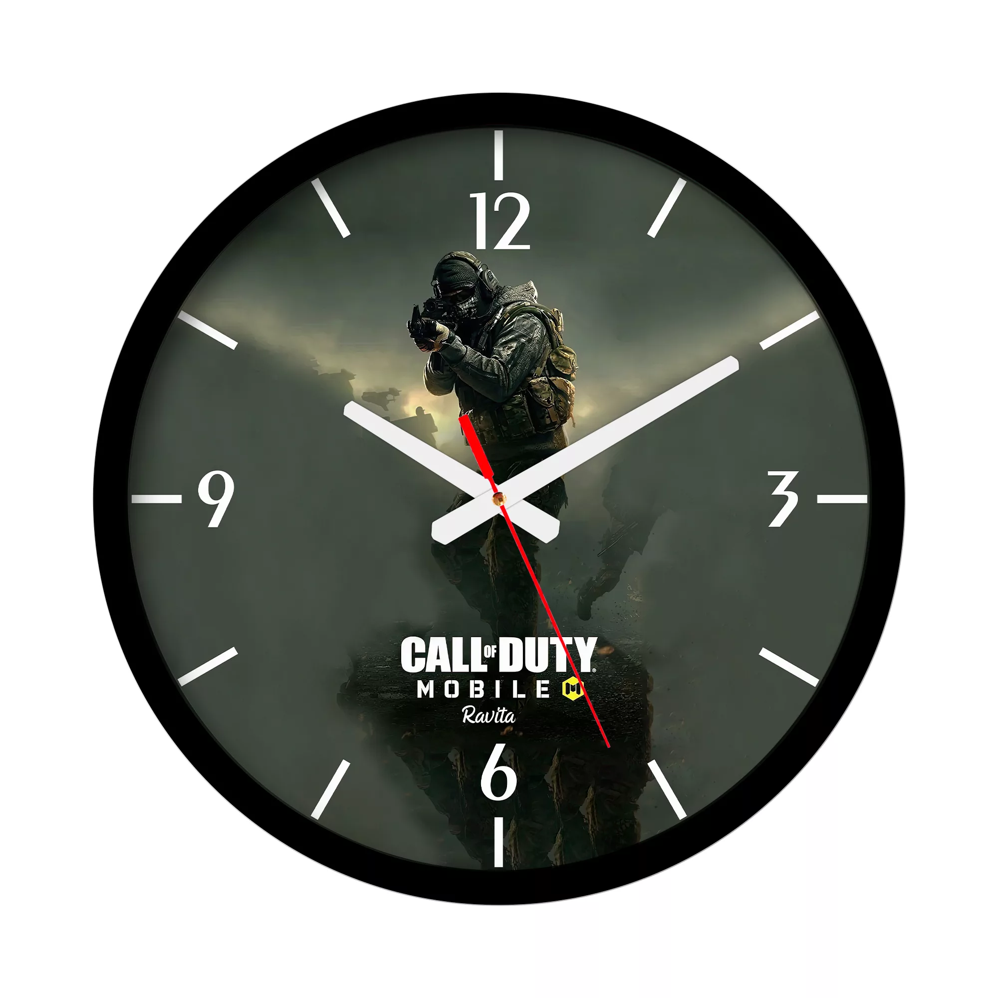 ساعت دیواری کوارتز راویتا مدل کالاف دیوتی موبایل کد 3702