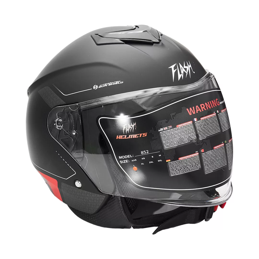 کلاه کاسکت بدون فک فلش مدل 852 matt red-black