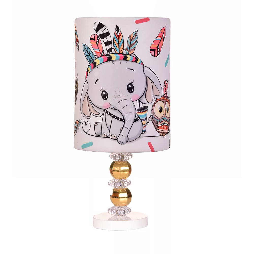 آباژور رومیزی کودک مدل فیل به همراه لوستر سقفی و ساعت دیواری