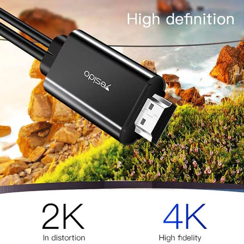 کابل تبدیل USB-C به HDMI / USB یسیدو مدل HM03 طول 1.8 متر